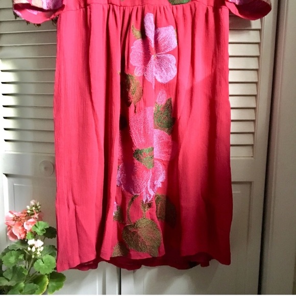 {Etcetera} Embroidered Floral Fuchsia Midi Dress - Picture 7 of 8